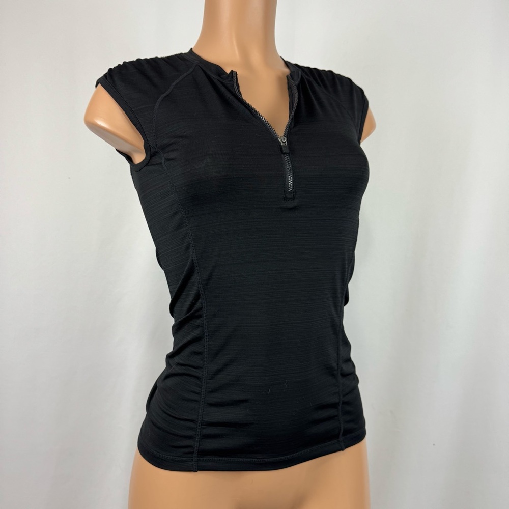 Athleta Women’s XXS Black Athletic Short sleeve Shirt 1/4 Zip Running Cycling
